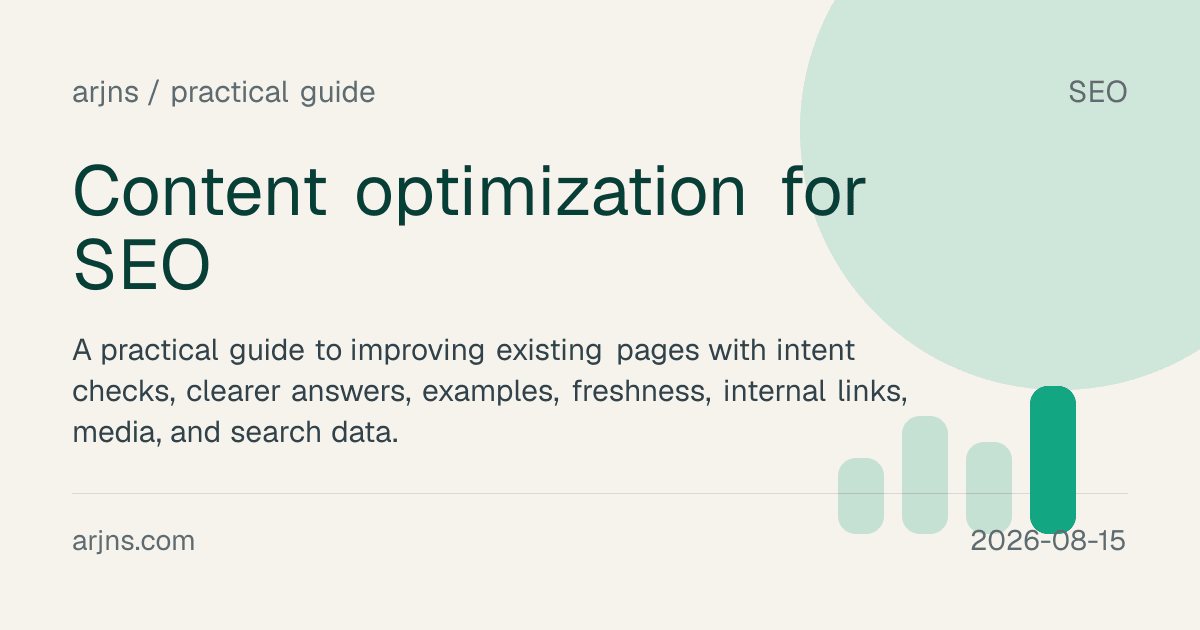 Content optimization for SEO